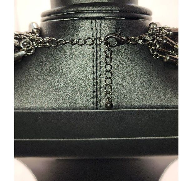 Hematite Beaded Rope Multi-Strand Layered Necklace 9" - Picture 2 of 5